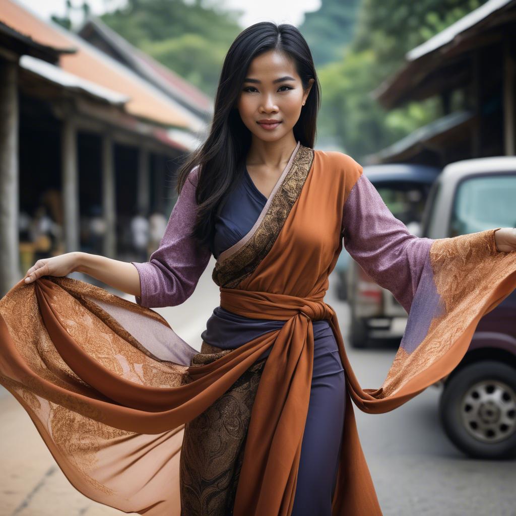A stunning image of thai woman in flowing fabrics.