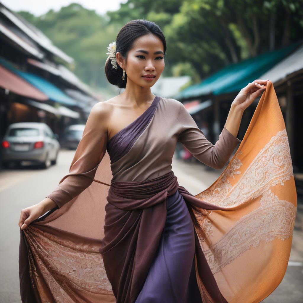 A stunning image of thai woman in flowing fabrics.