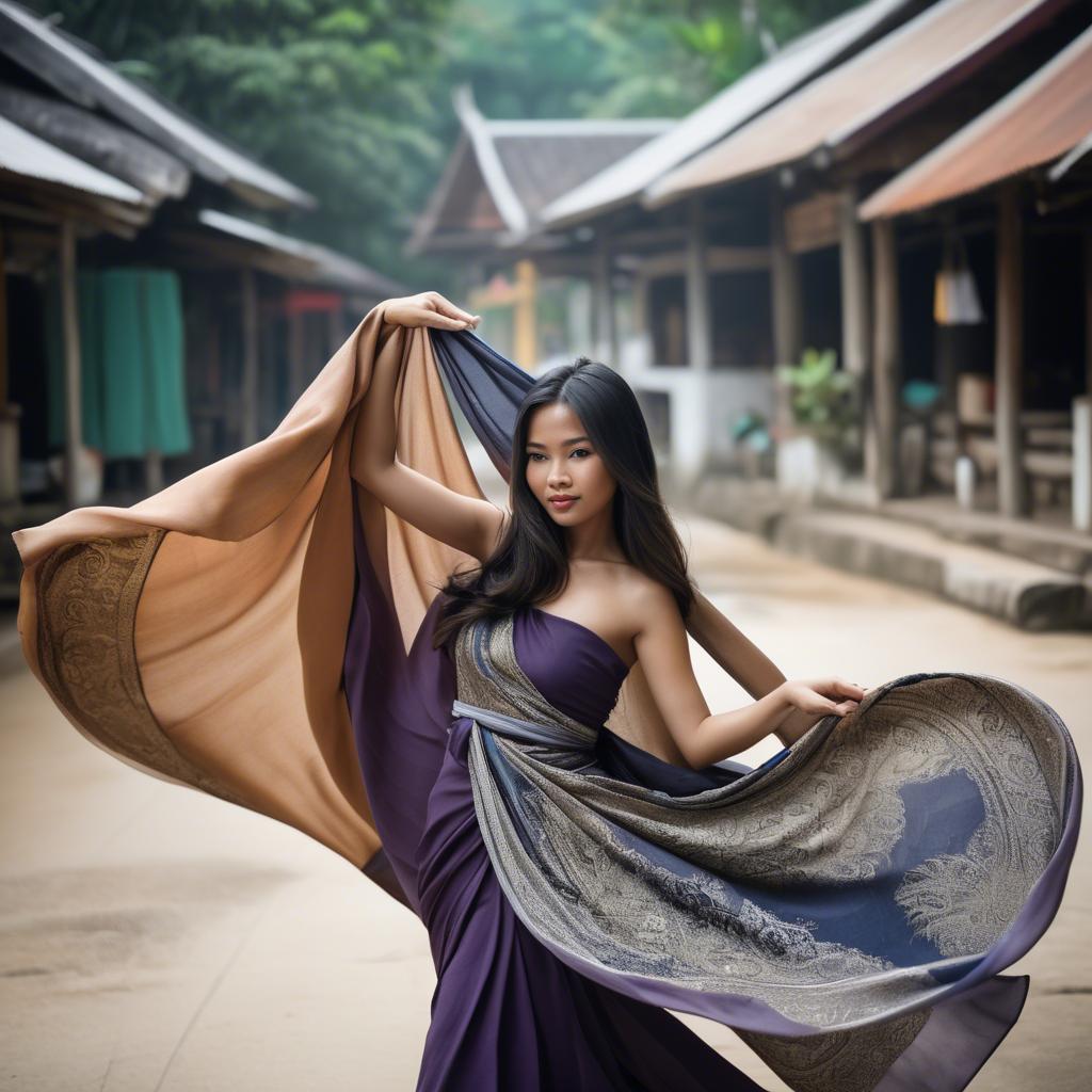 A stunning image of thai woman in flowing fabrics.