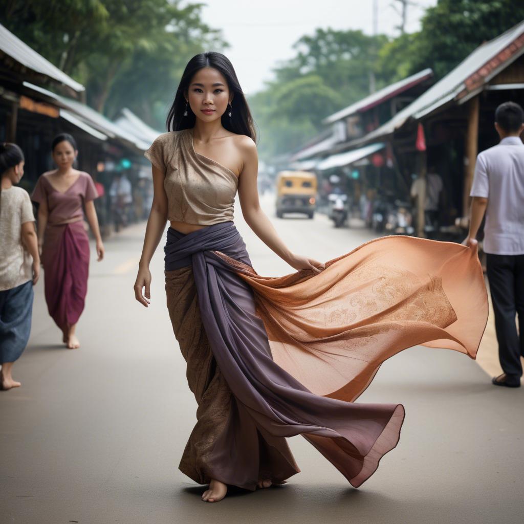 A stunning image of thai woman in flowing fabrics.