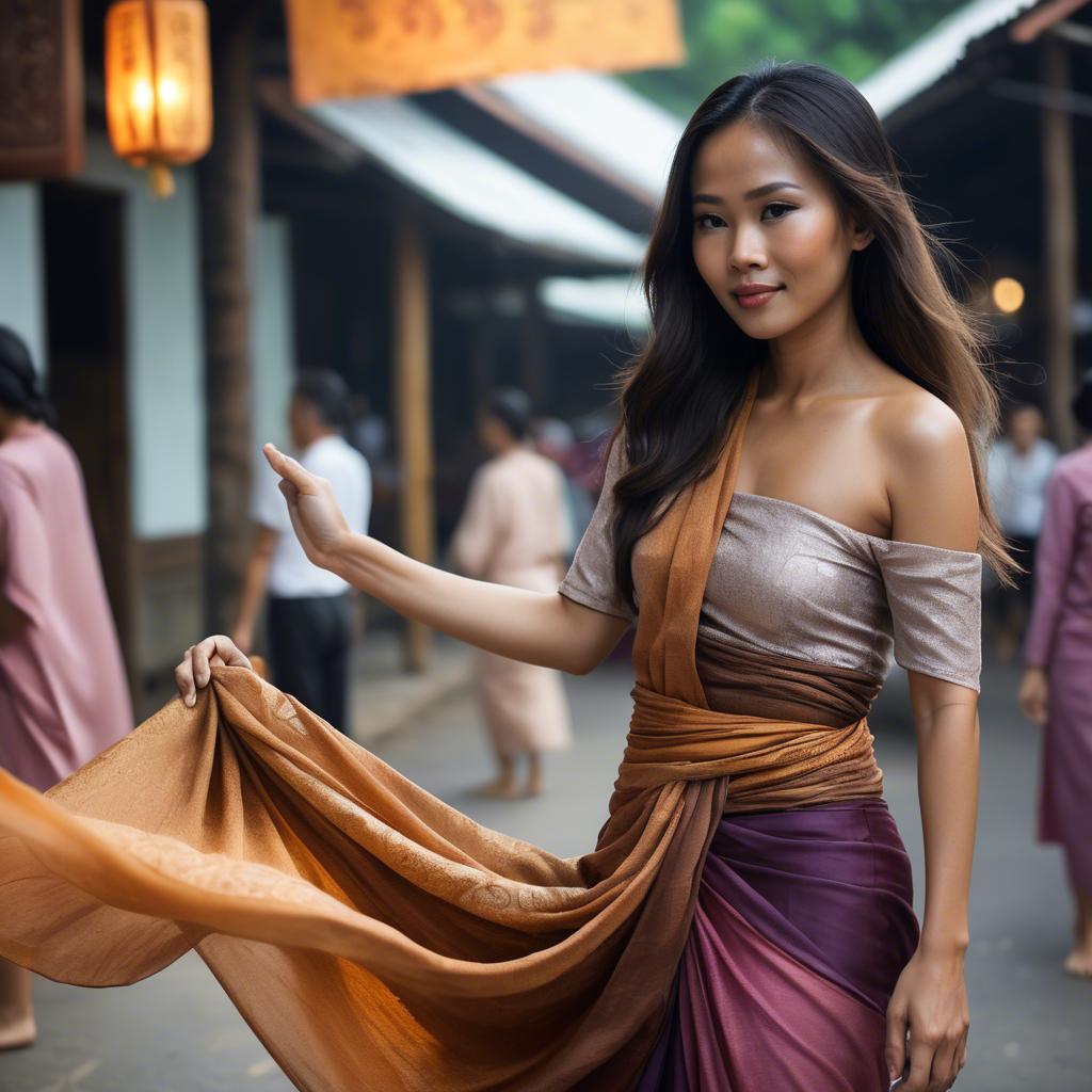 A stunning image of thai woman in flowing fabrics.