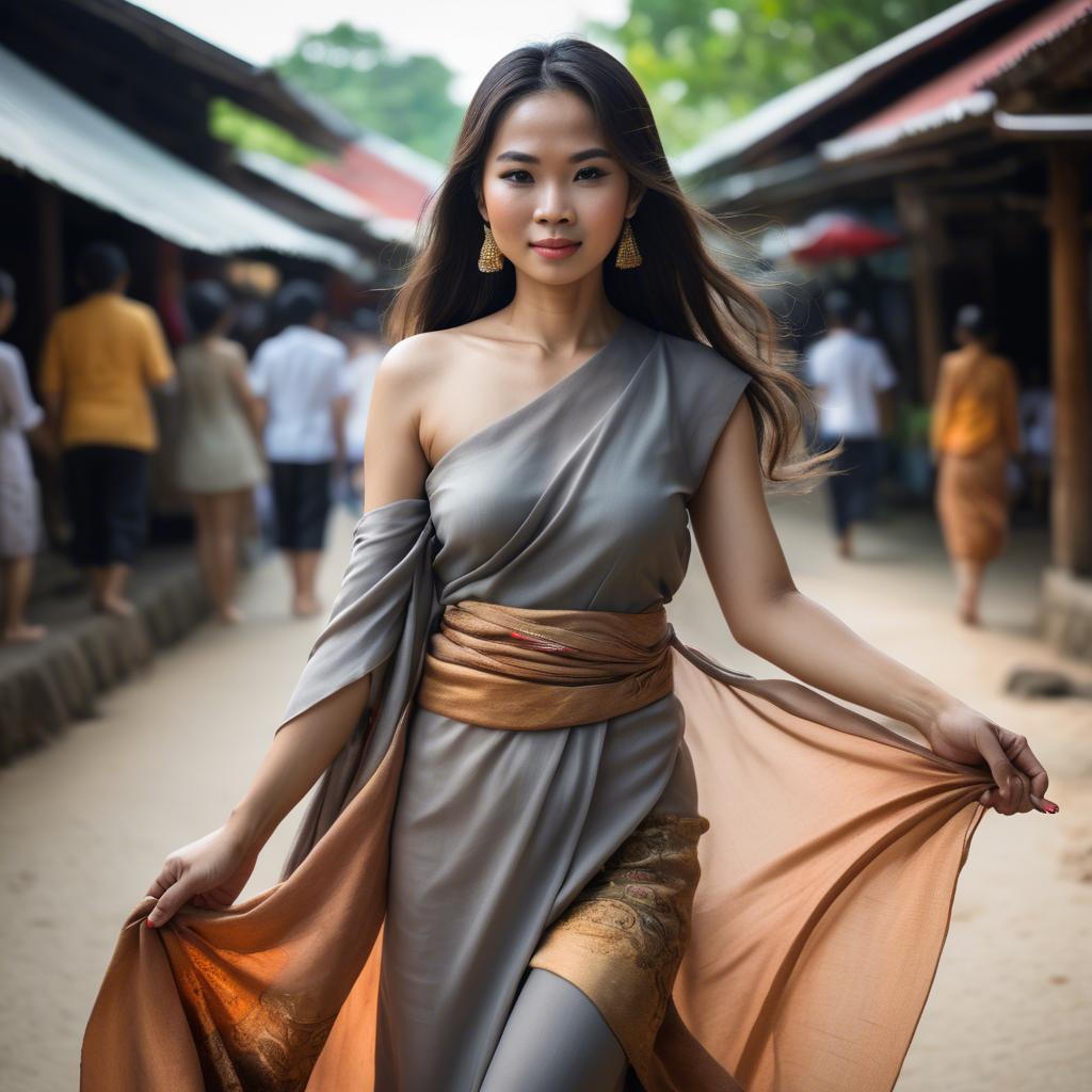 A stunning image of thai woman in flowing fabrics.
