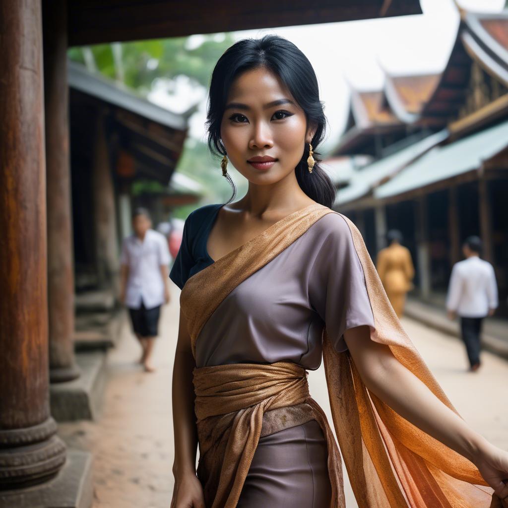 A stunning image of thai woman in flowing fabrics.