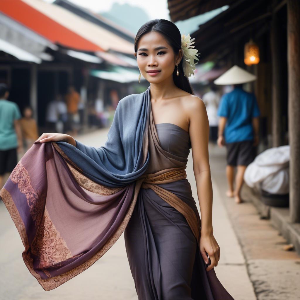 A stunning image of thai woman in flowing fabrics.
