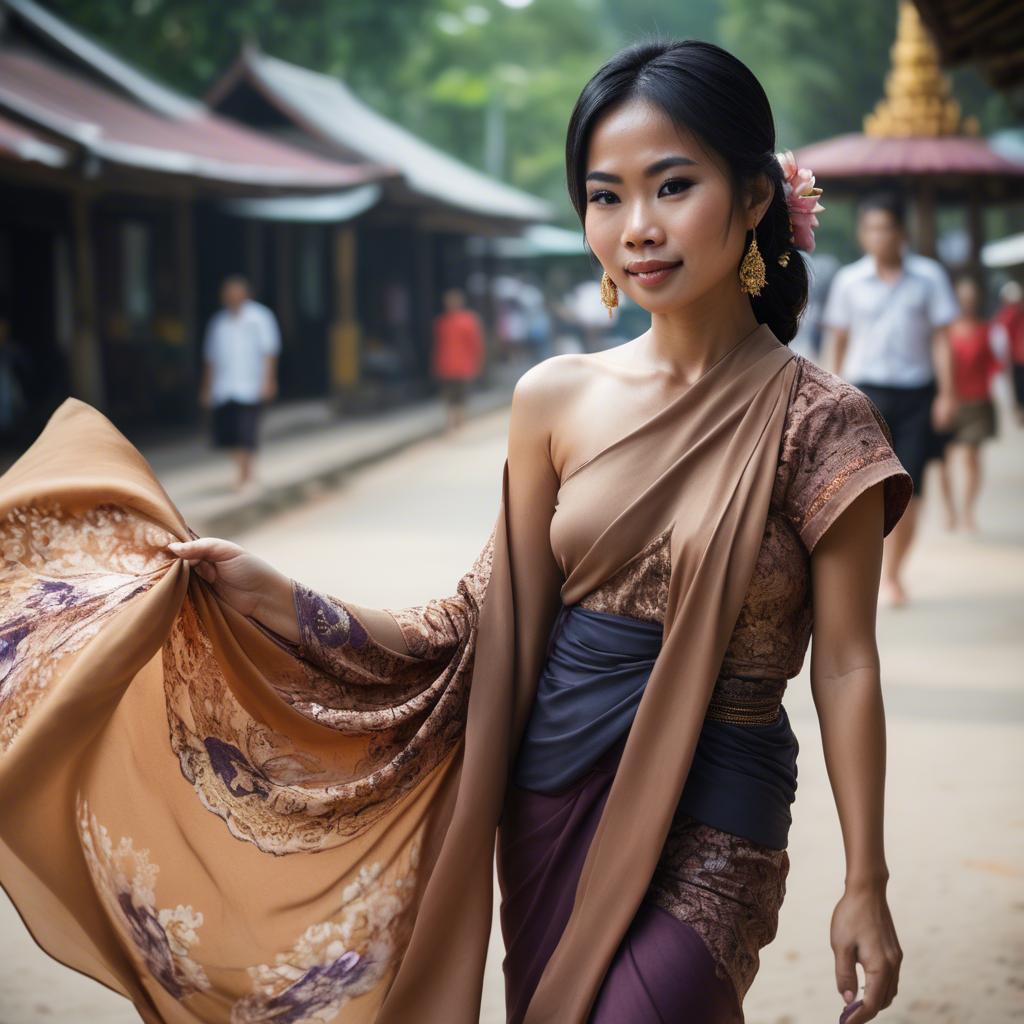 A stunning image of thai woman in flowing fabrics.