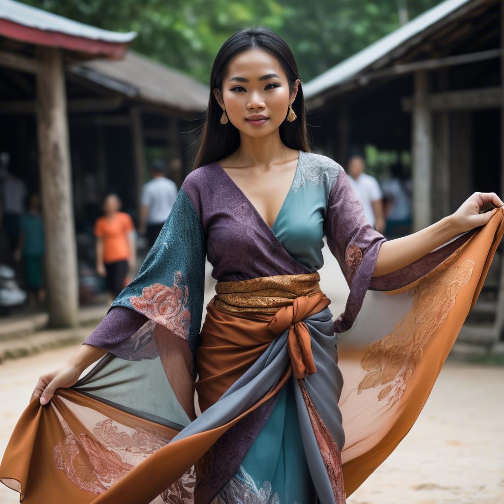 A stunning image of thai woman in flowing fabrics.