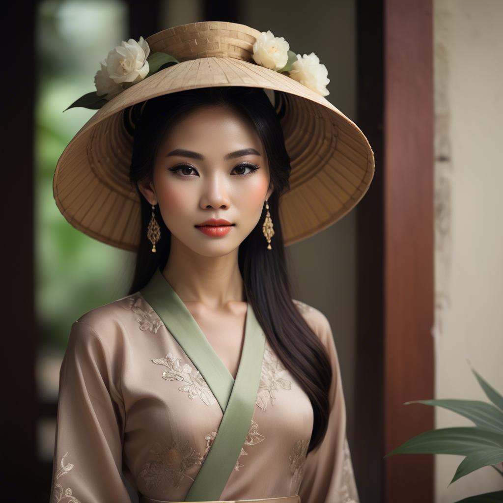 A stunning image of vietnamese elegance in soft lighting.