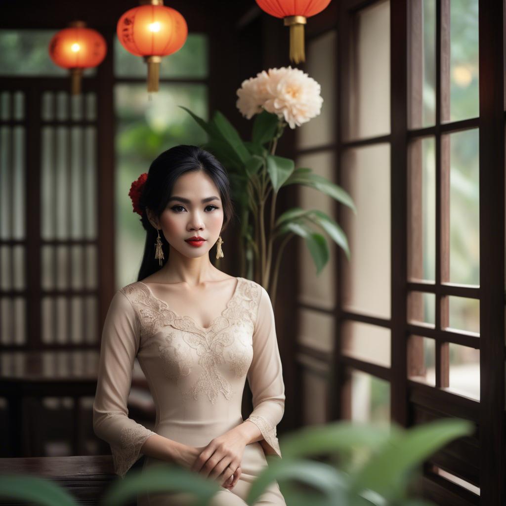 A stunning image of vietnamese elegance in soft lighting.