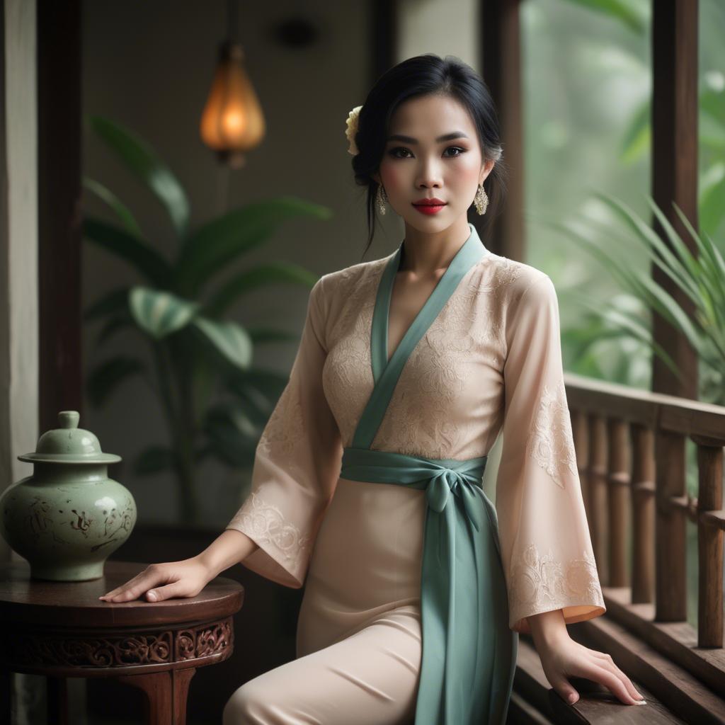 A stunning image of vietnamese elegance in soft lighting.