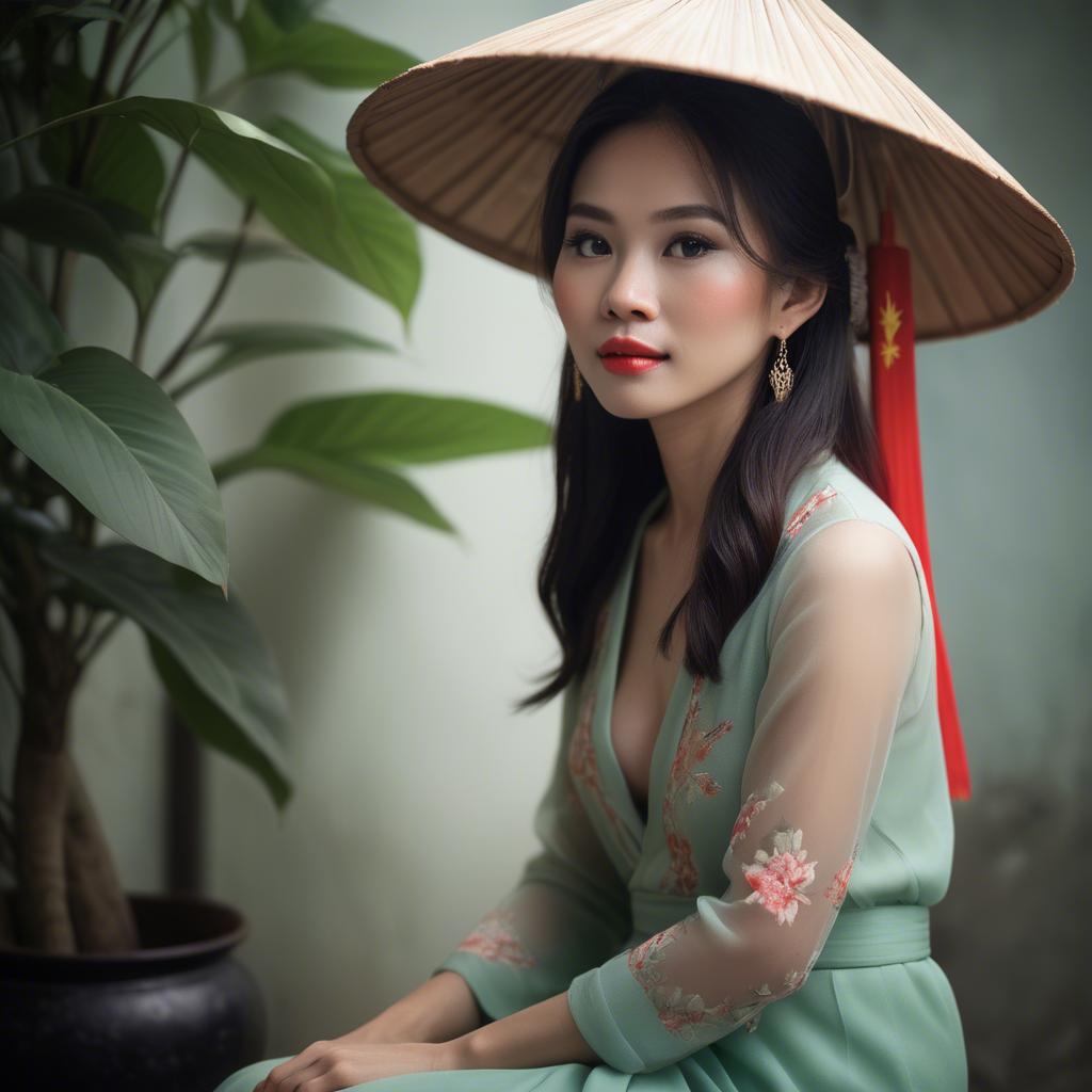 A stunning image of vietnamese elegance in soft lighting.