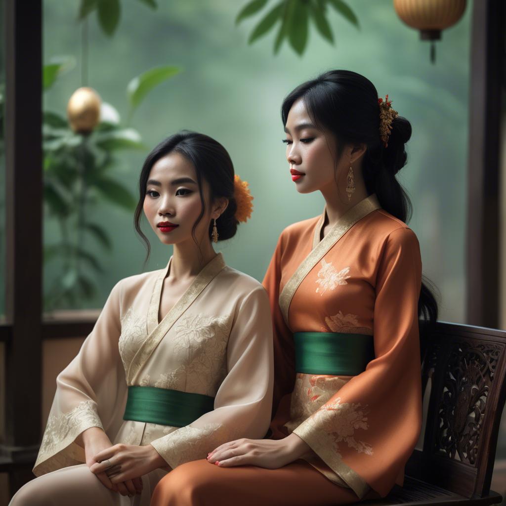 A stunning image of vietnamese elegance in soft lighting.