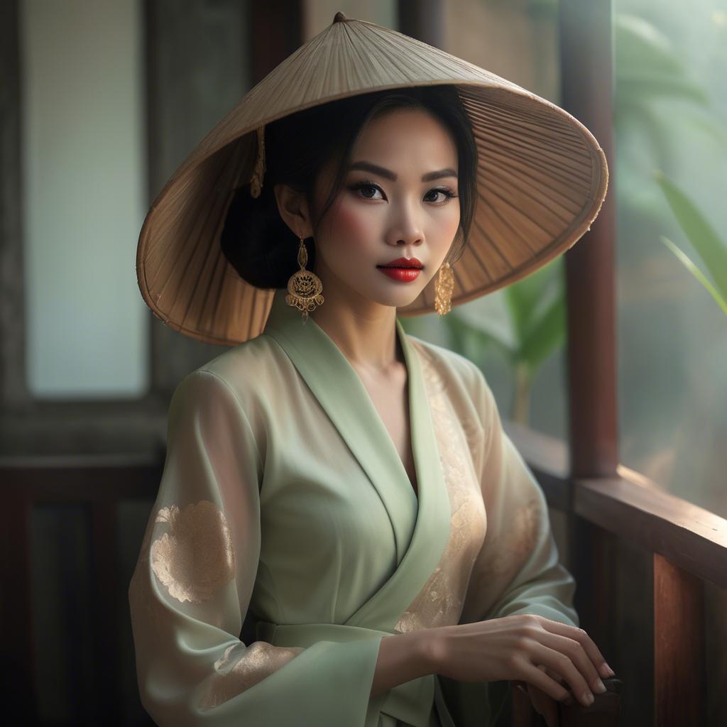 A stunning image of vietnamese elegance in soft lighting.