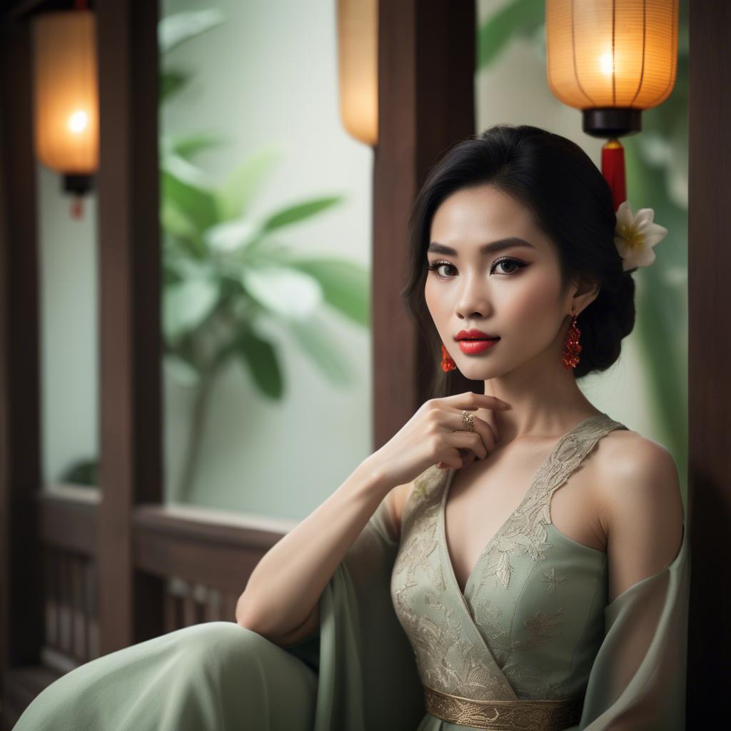 A stunning image of vietnamese elegance in soft lighting.