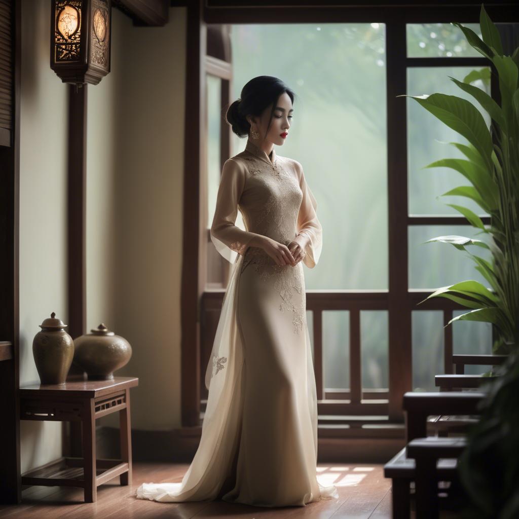 A stunning image of vietnamese elegance in soft lighting.