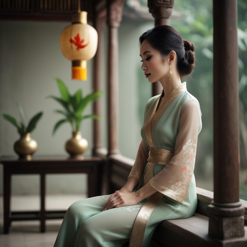 A stunning image of vietnamese elegance in soft lighting.