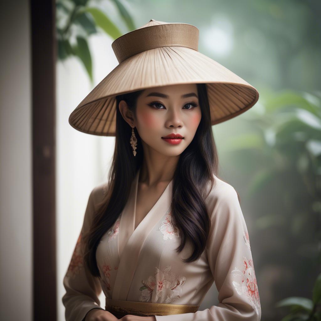 A stunning image of vietnamese elegance in soft lighting.