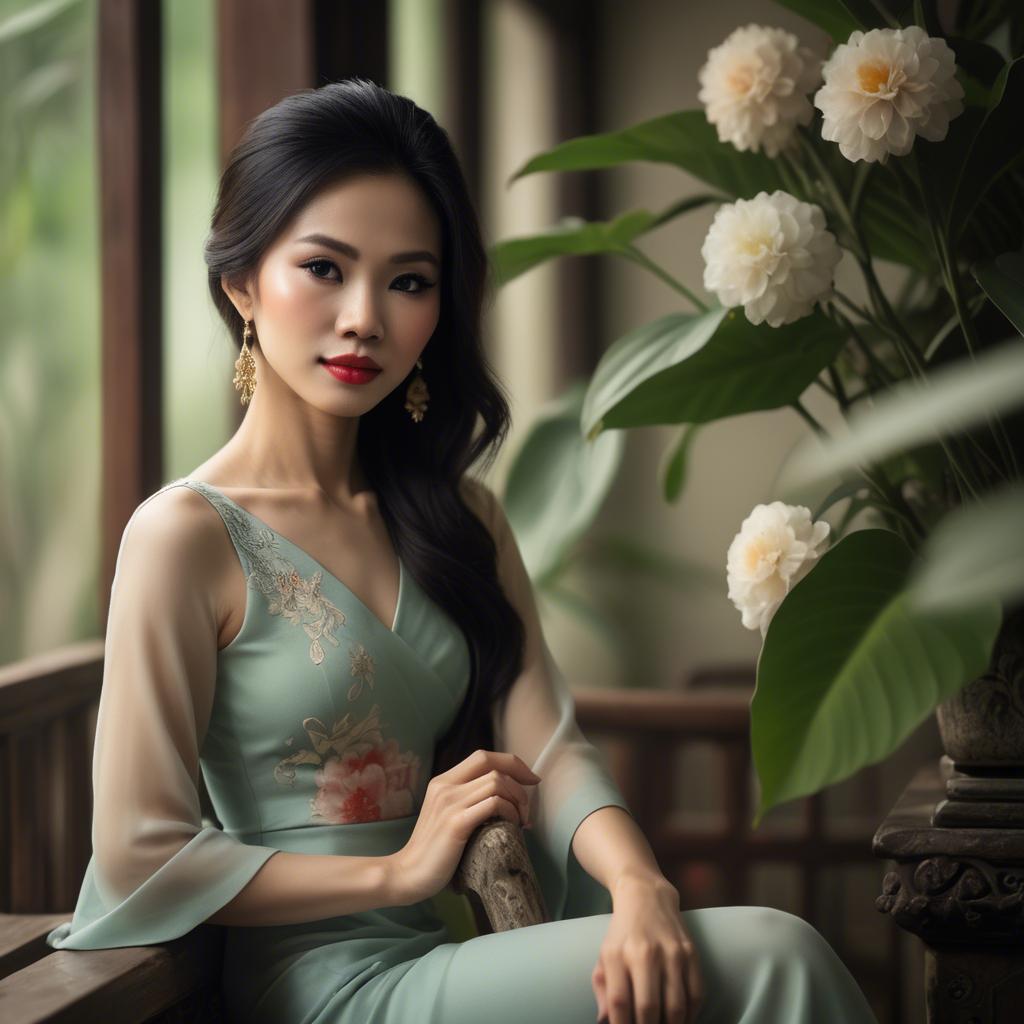 A stunning image of vietnamese elegance in soft lighting.