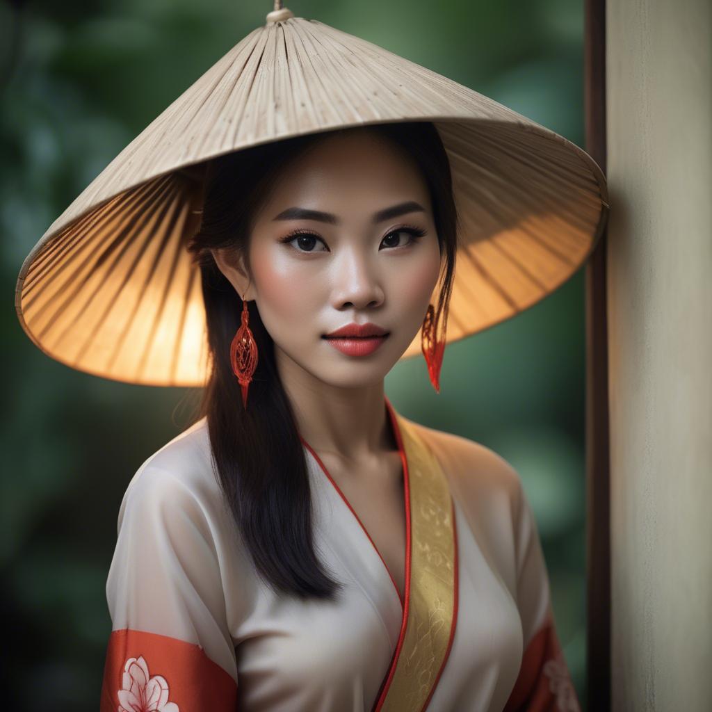 A stunning image of vietnamese elegance in soft lighting.