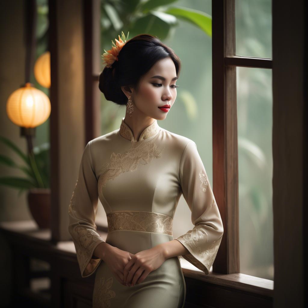 A stunning image of vietnamese elegance in soft lighting.