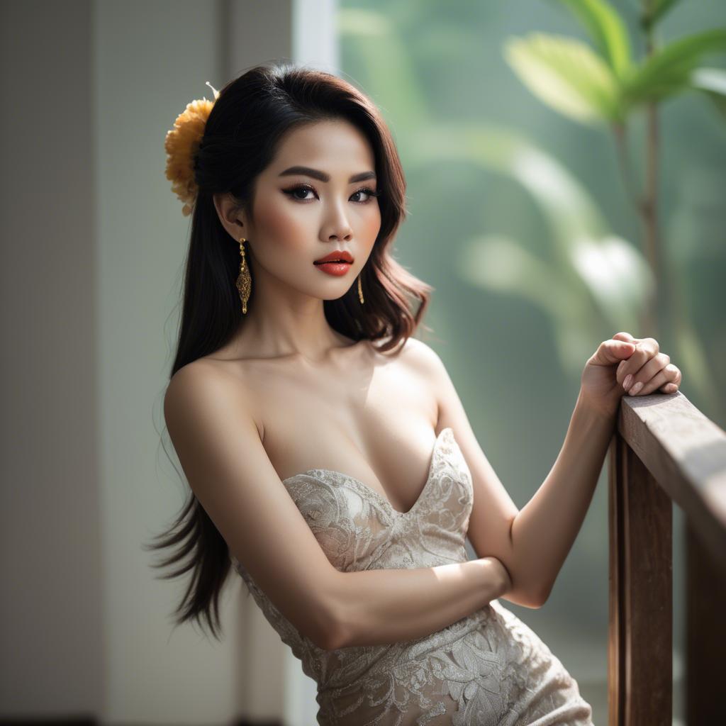 A stunning image of vietnamese glamour in natural lighting.