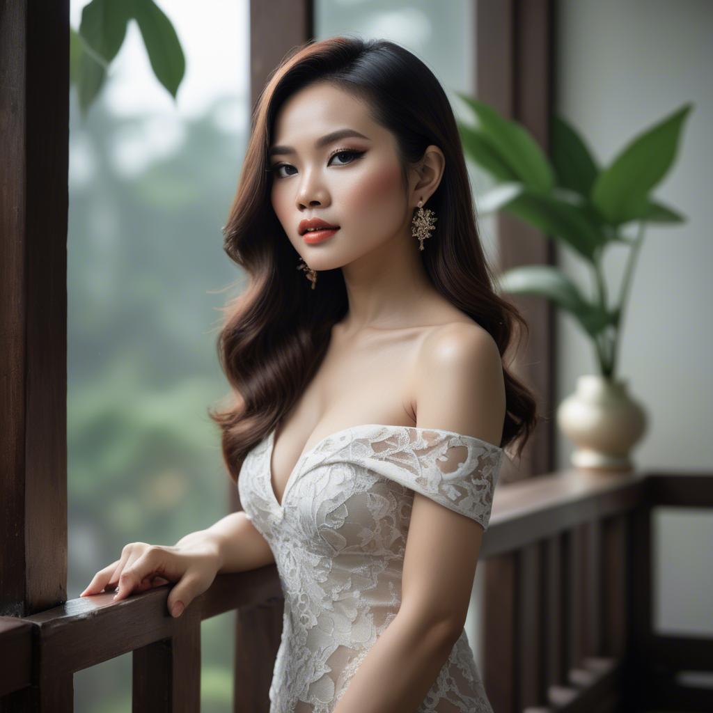 A stunning image of vietnamese glamour in natural lighting.