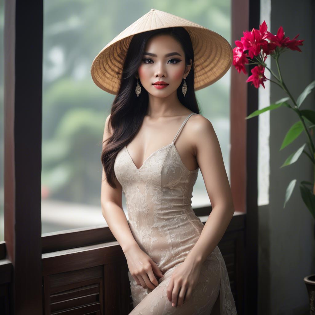 A stunning image of vietnamese glamour in natural lighting.