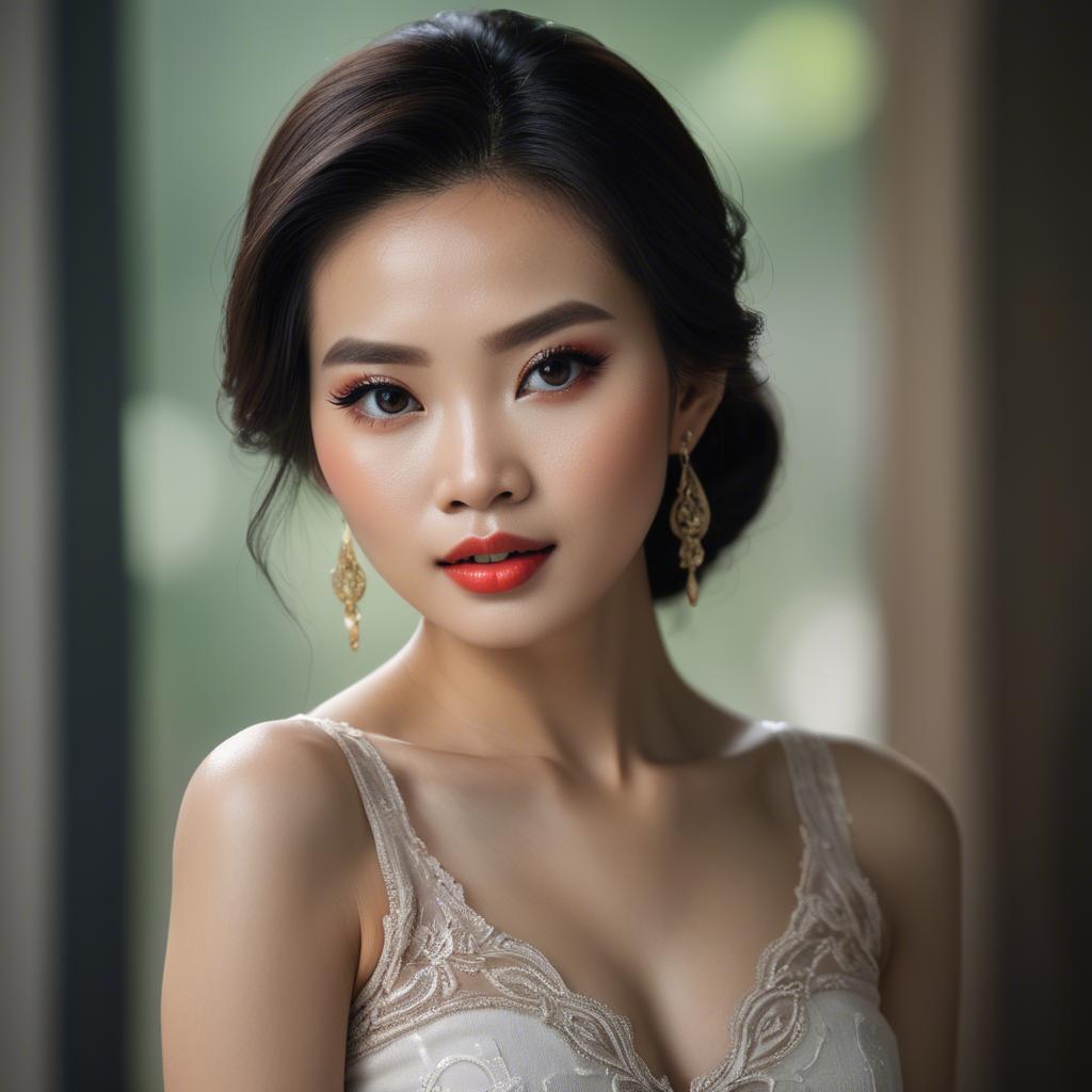 A stunning image of vietnamese glamour in natural lighting.