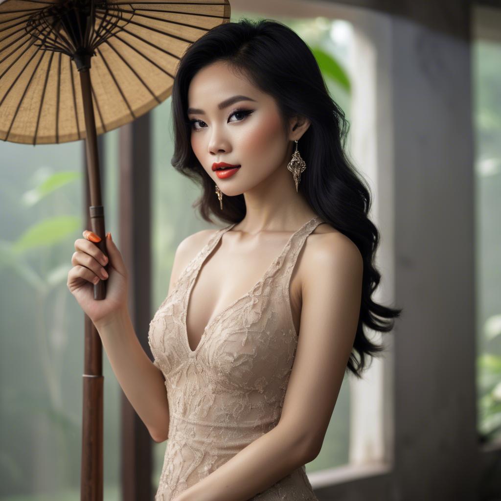 A stunning image of vietnamese glamour in natural lighting.
