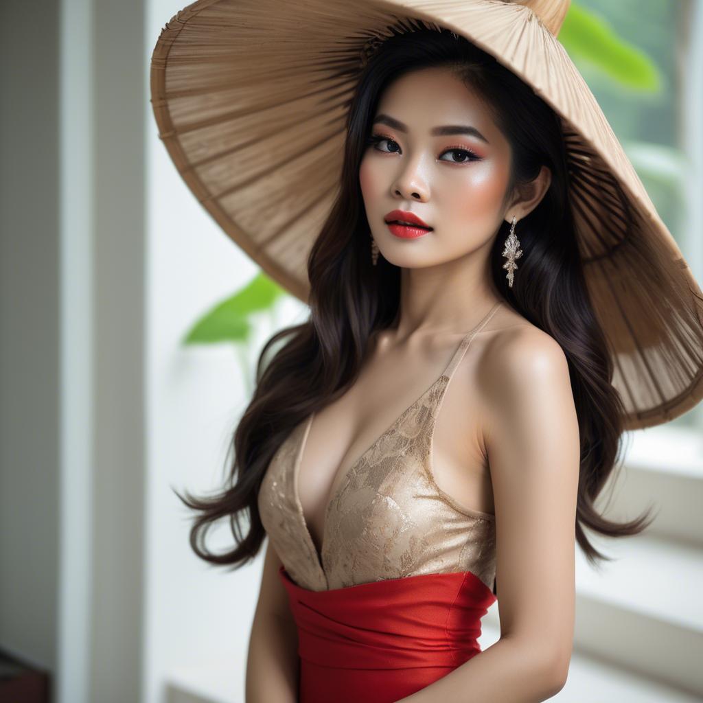 A stunning image of vietnamese glamour in natural lighting.