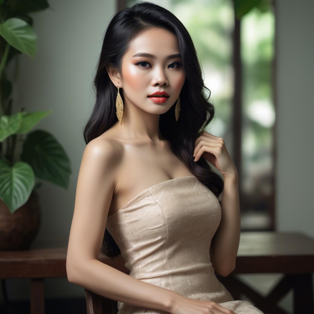 A stunning image of vietnamese glamour in natural lighting.