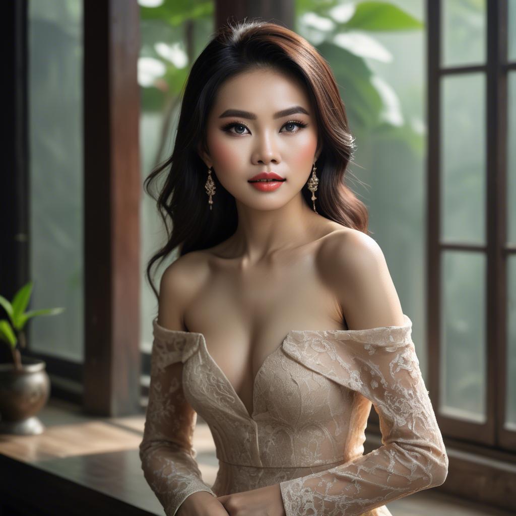 A stunning image of vietnamese glamour in natural lighting.
