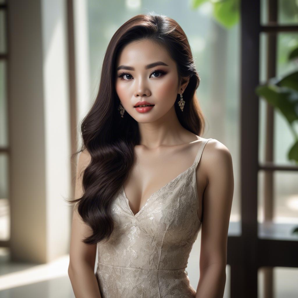 A stunning image of vietnamese glamour in natural lighting.