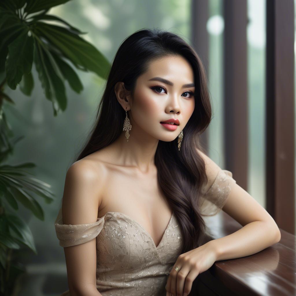 A stunning image of vietnamese glamour in natural lighting.