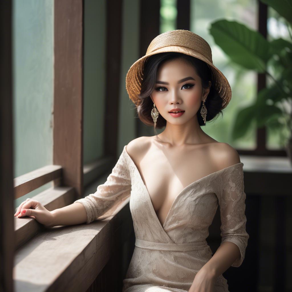 A stunning image of vietnamese glamour in natural lighting.