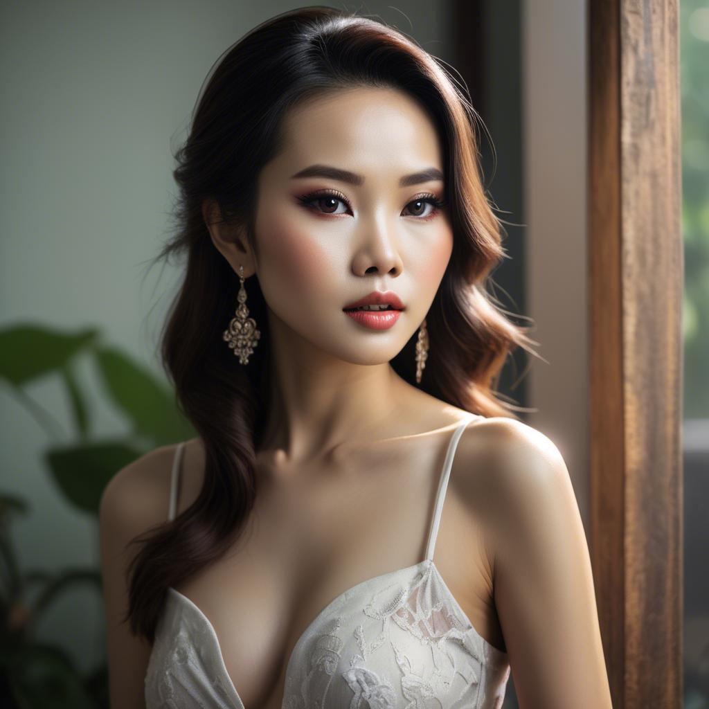 A stunning image of vietnamese glamour in natural lighting.