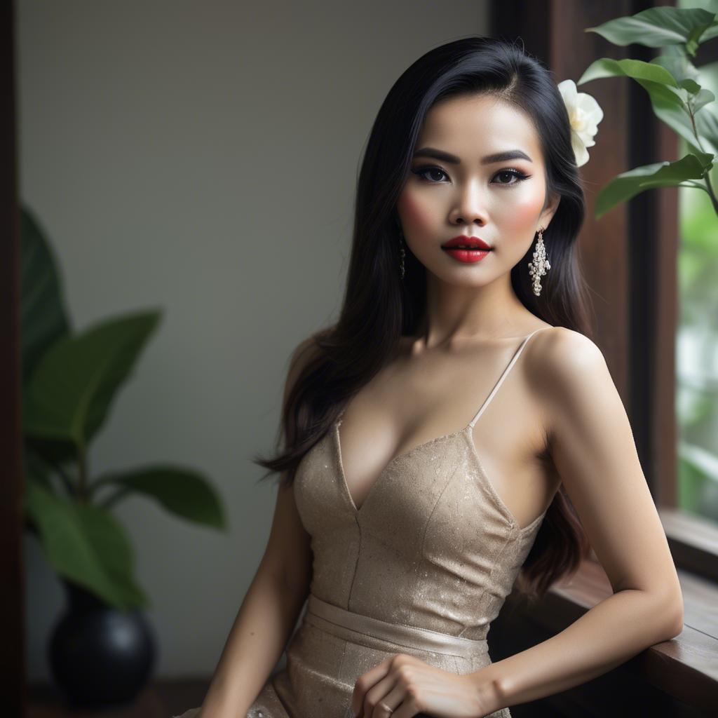 A stunning image of vietnamese glamour in natural lighting.