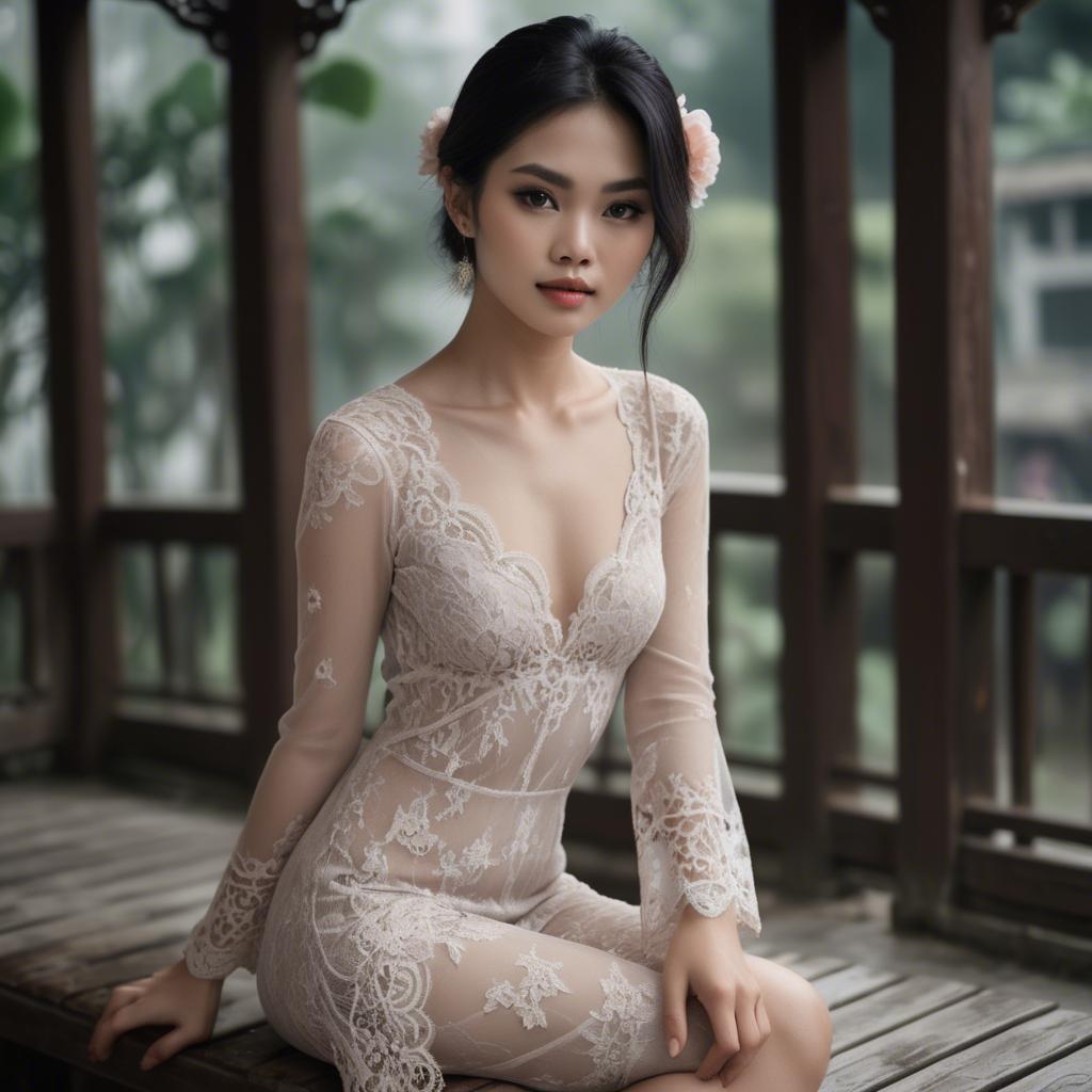A stunning image of vietnamese model in soft romantic lace.