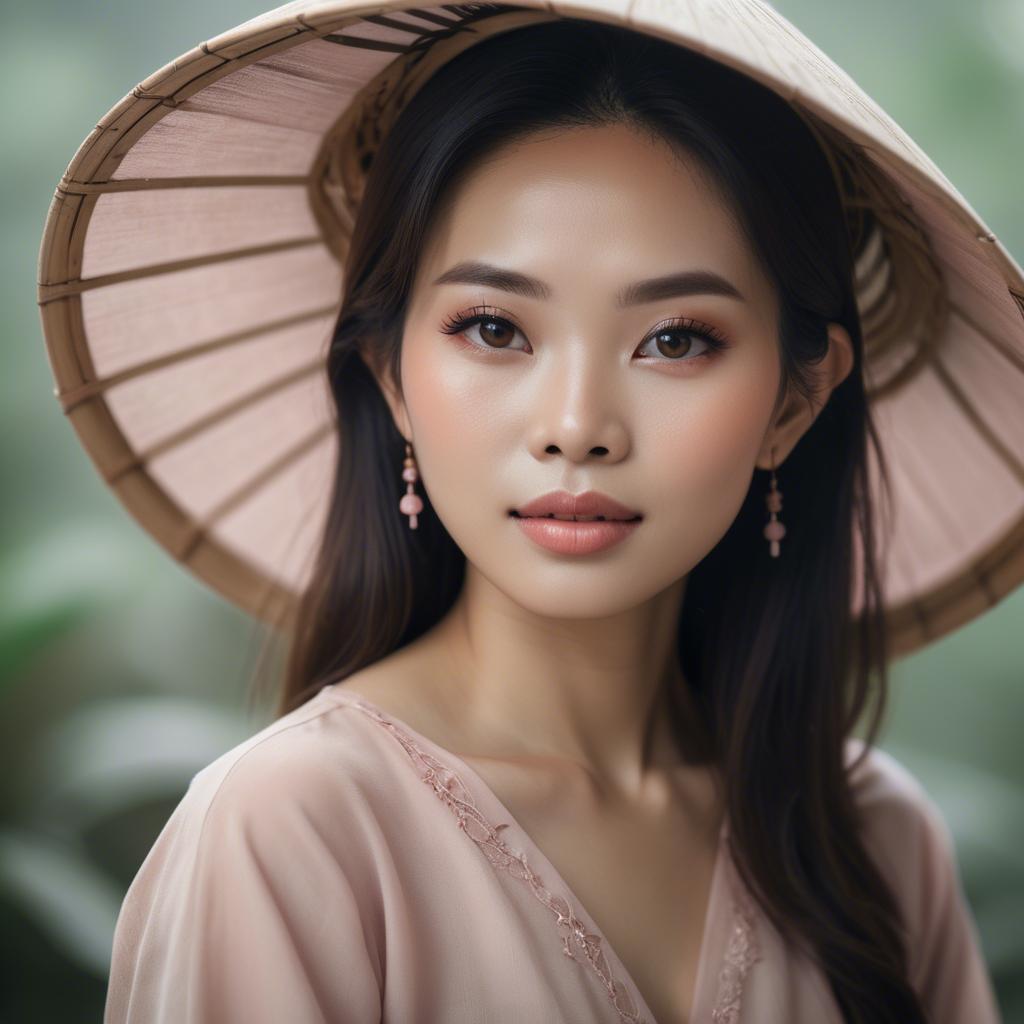 A stunning image of vietnamese woman in soft romantic hues.