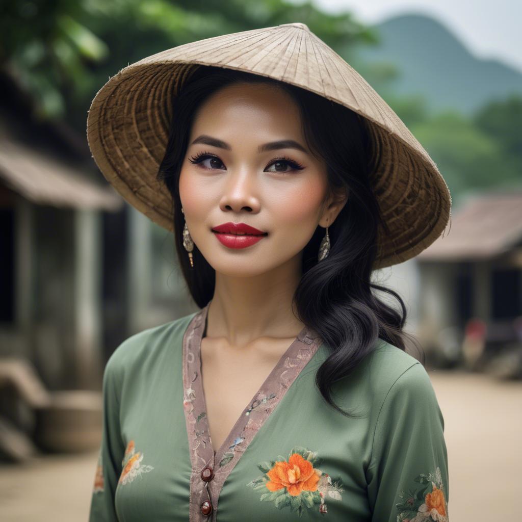 A stunning image of vietnamese woman with vintage charm.