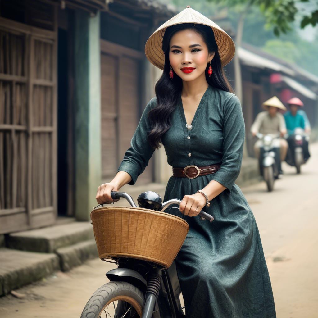 A stunning image of vietnamese woman with vintage charm.
