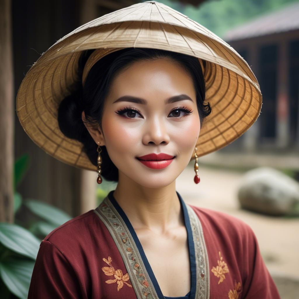 A stunning image of vietnamese woman with vintage charm.