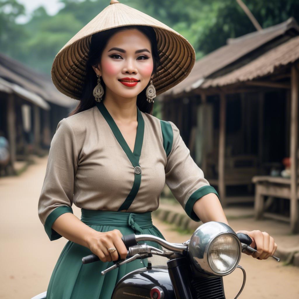 A stunning image of vietnamese woman with vintage charm.