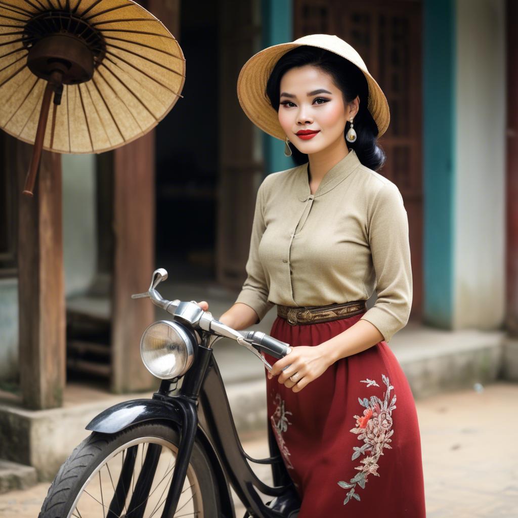 A stunning image of vietnamese woman with vintage charm.