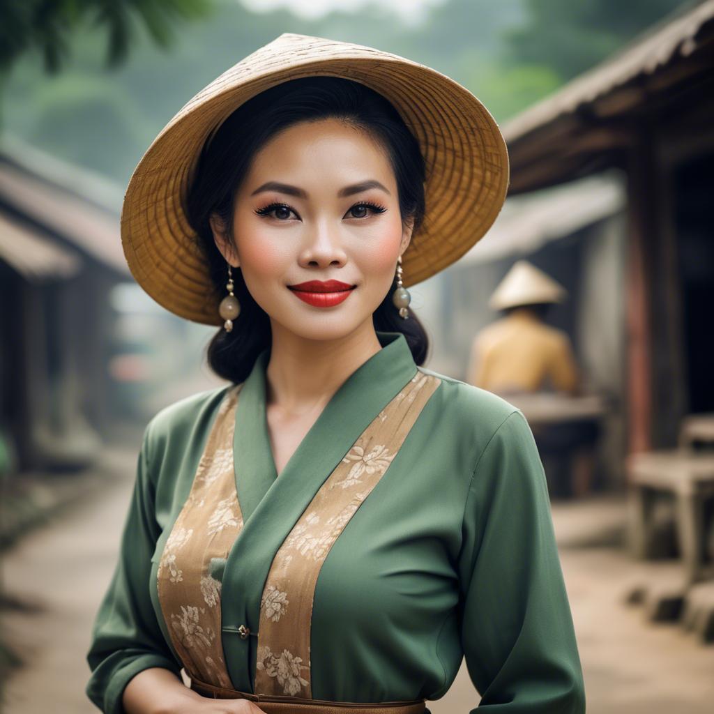 A stunning image of vietnamese woman with vintage charm.