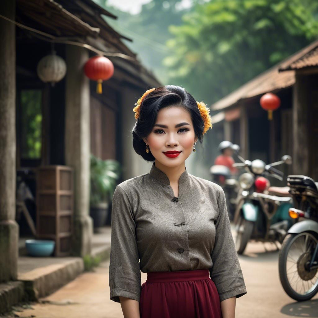 A stunning image of vietnamese woman with vintage charm.