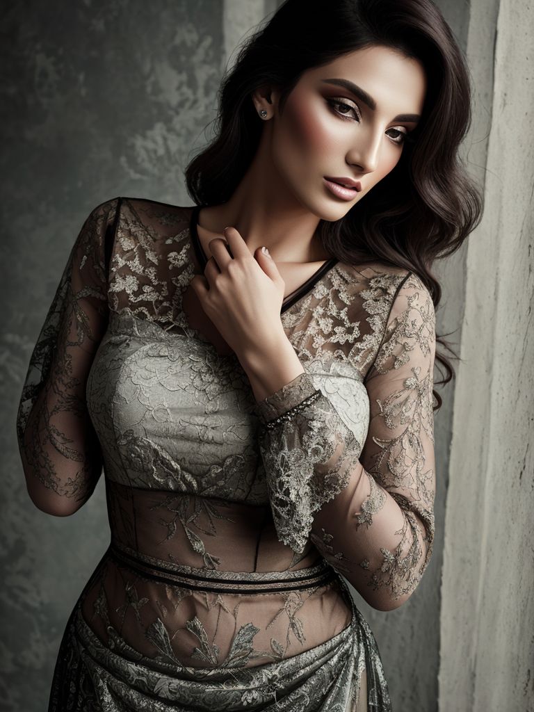 Glamour editorial — Italian model in sheer romantic fabrics