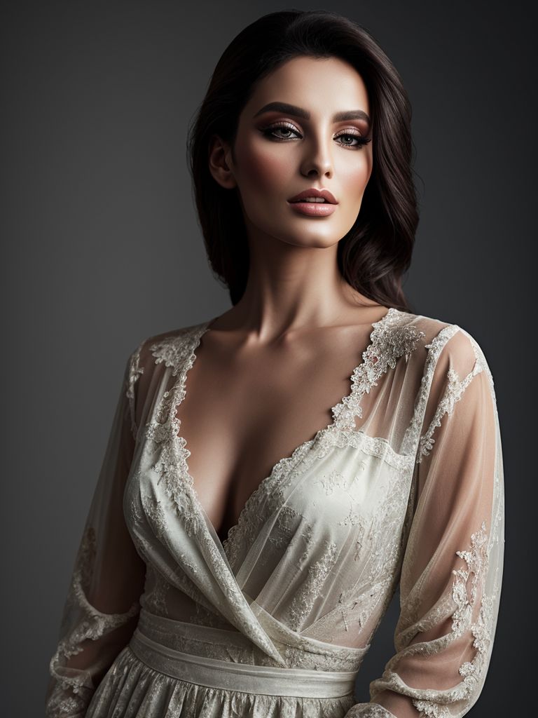 Glamour editorial — Italian model in sheer romantic fabrics