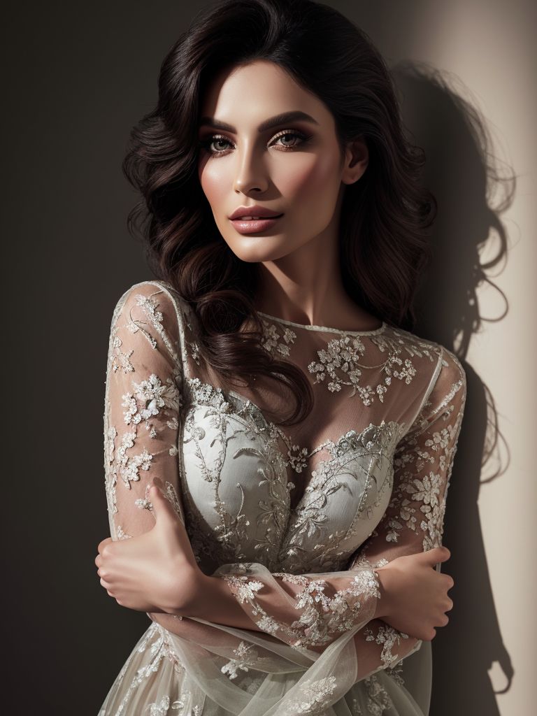 Glamour editorial — Italian model in sheer romantic fabrics