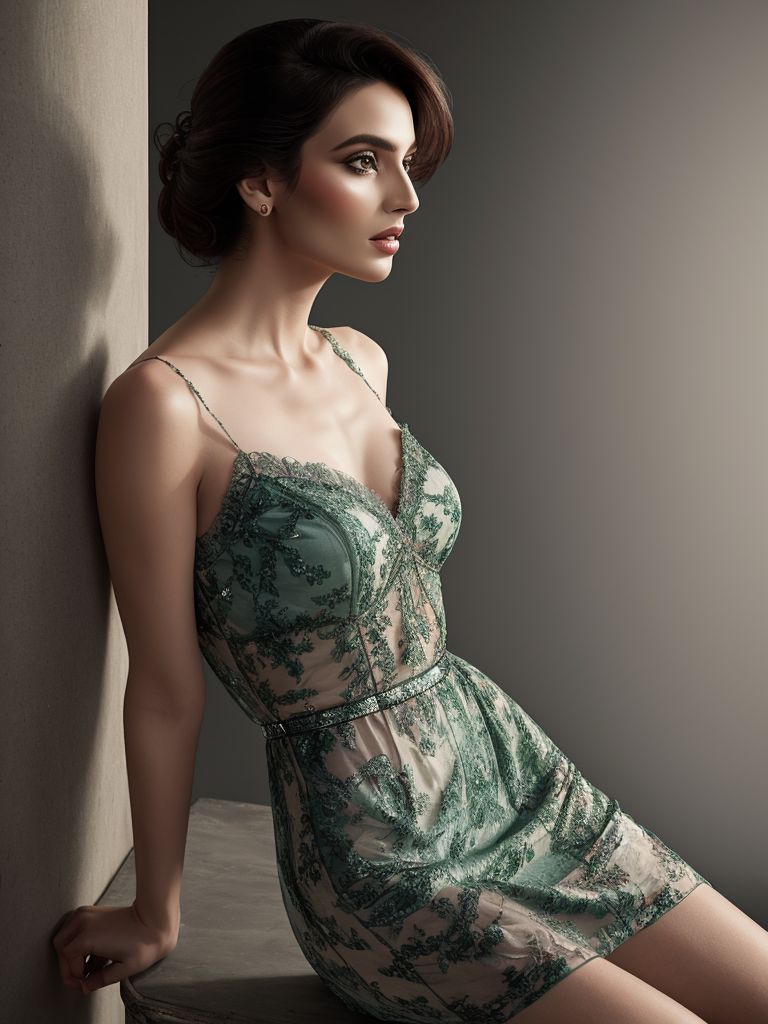 Glamour editorial — Italian model in sheer romantic fabrics