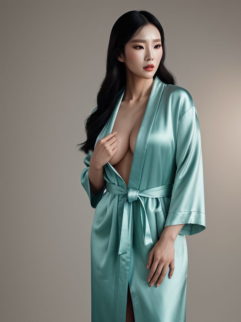 Glamour editorial — Korean glamour in a delicate silk robe